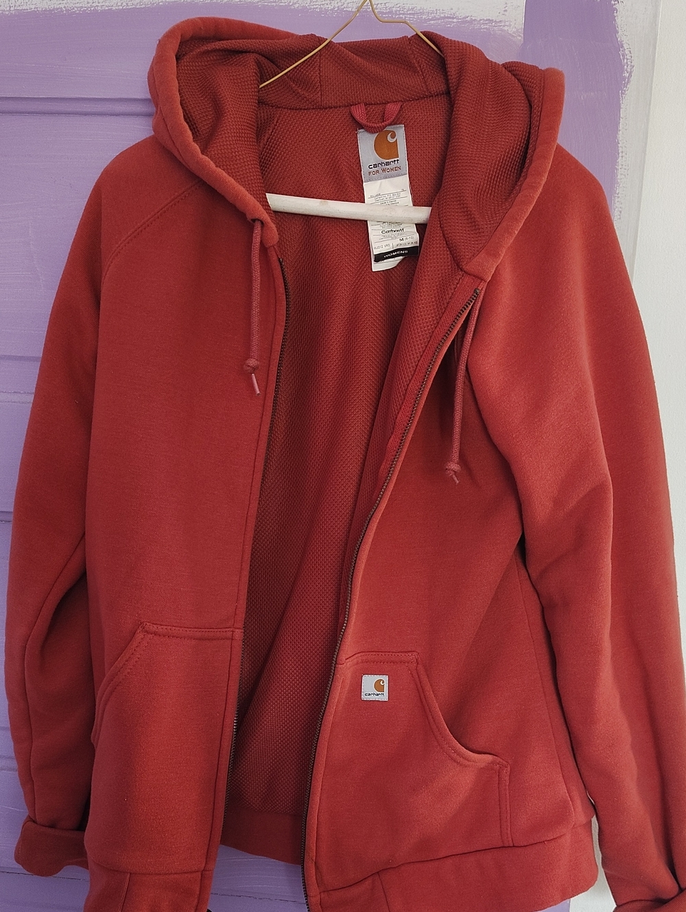 Carhartt Rust Red Full-Zip Hooded Sweatshirt
